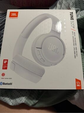 JBL White Over-Ear Headphones with Orange Logo